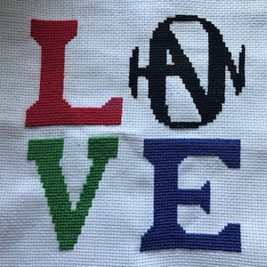 Modèle de point de croix Love Hanson UNIQUEMENT
