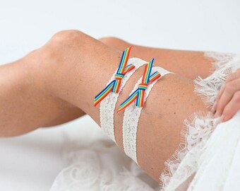 Plus Size Garter Rainbow Butterfly Garter Pride Wedding Rainbow Wedding Rainbow Garter Custom Garter Pride Garter
