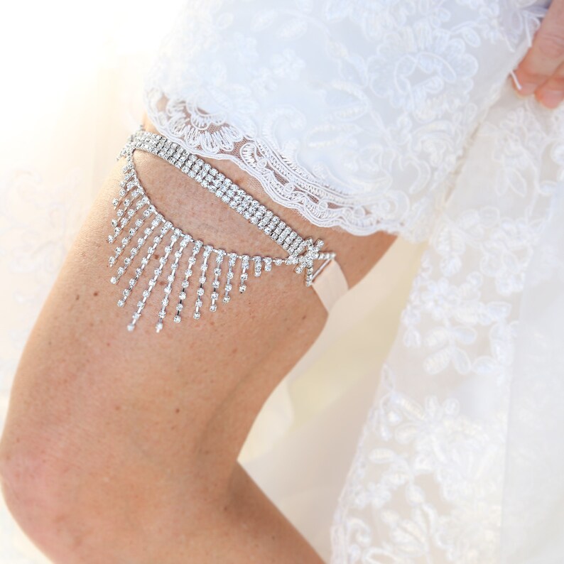 Crystal Bridal Garter Wedding Garter Draped Rhinestone Etsy