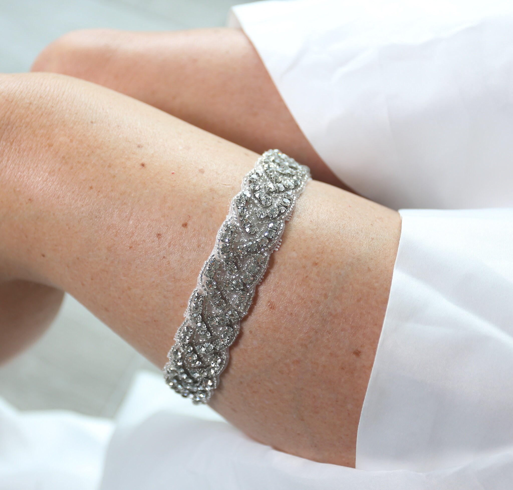 Crystal bridal garter garter for bridal photography beaded Etsy
