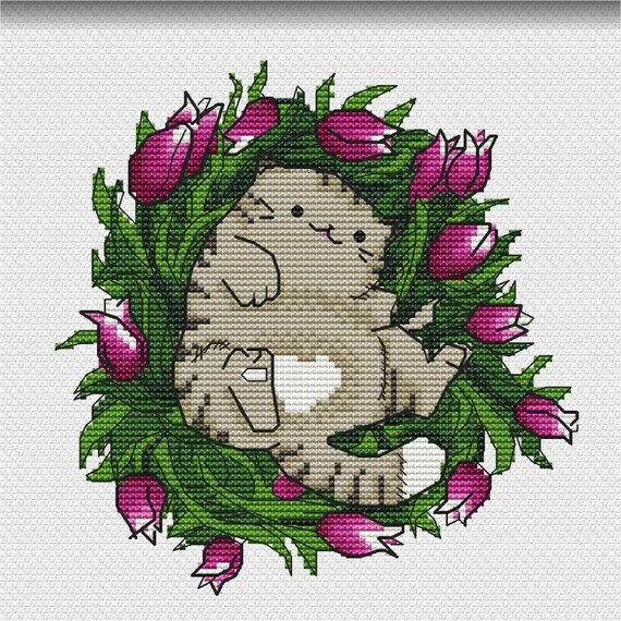 Cat Cross Stitch Pattern Cat Cross Stitch Modern Cross Etsy