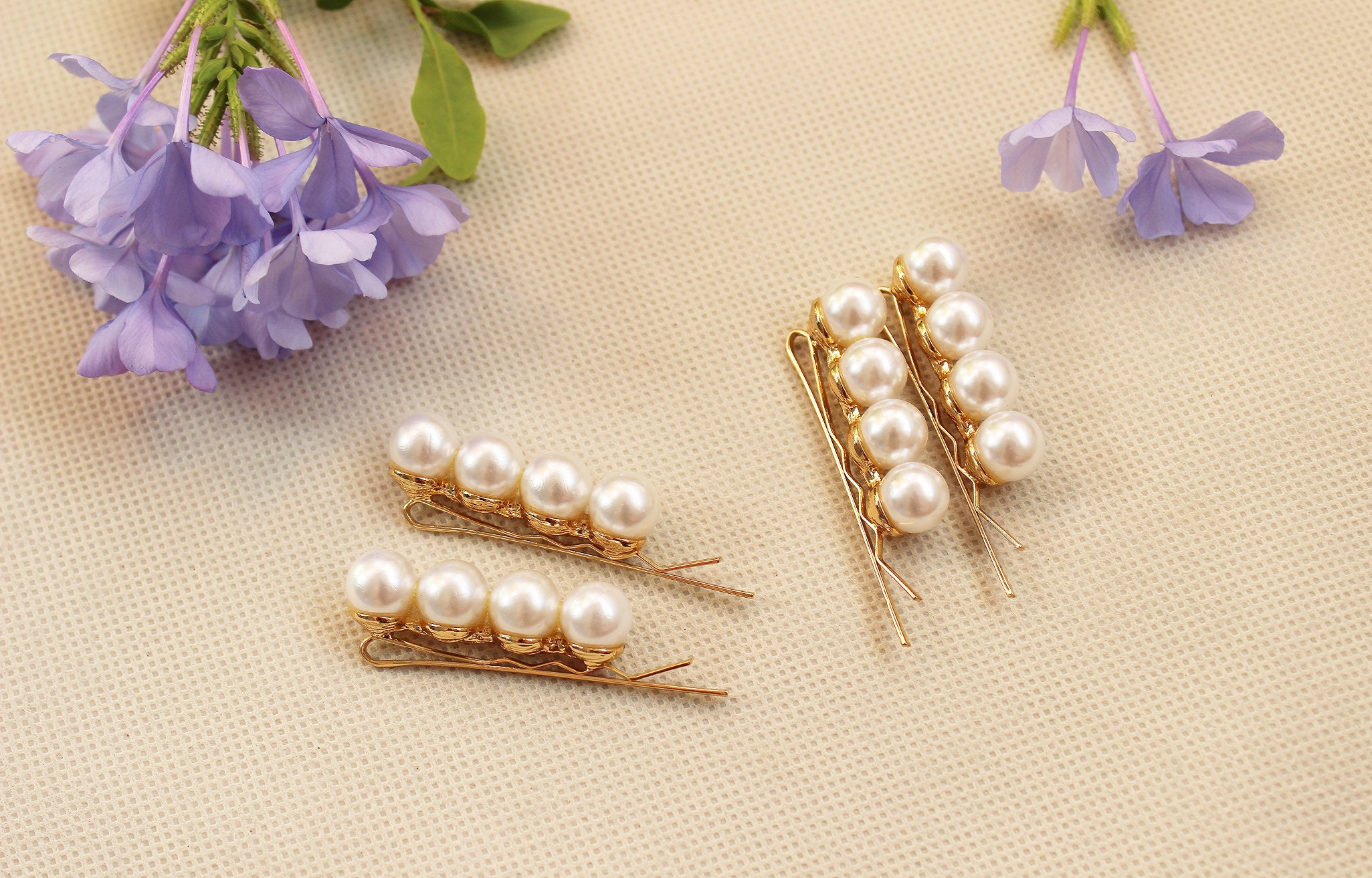 2 Pack Pearl Hair Clip Slides Gold Hair Clips Wedding Etsy