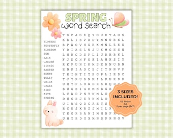 Spring Word Search Printable, Word Find for Kids, Easter Family Puzzle Activity, Spring Worksheet, Nursing Home Senior Brain Games