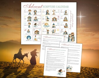 Nativity Advent Calendar for Kids, Advent Reading Plan, Christmas Countdown, Printable Nativity Scene Story, Family Advent Activity