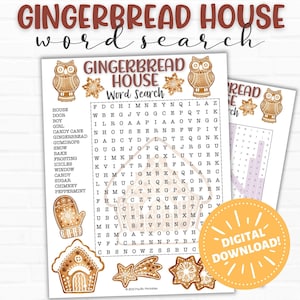 Gingerbread House Word Search, Printable