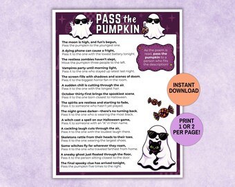 Halloween Pass the Pumpkin Game, Pass the Prize Game, Halloween Party Printable, Left Right Game, Halloween Activity for Kids Teens & Adults