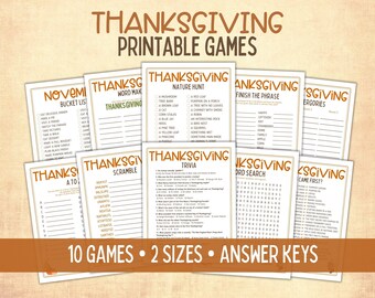 Thanksgiving Games Bundle, Turkey Day Games, Autumn Trivia, Word Search, Scramble, Which Came First, Family Dinner Games, Fall Class Party