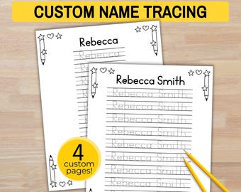 Custom Name Tracing Pages, Personalized Name Tracing Sheet, Preschool Handwriting Practice, PreK First and Last Name Writing Worksheets