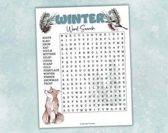 Winter Word Search Printable Game – Cozy One Page Activity for Kids and Adults