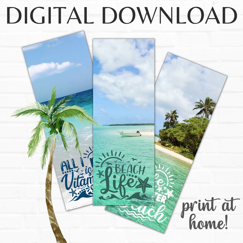 Printable Beach Bookmarks Printable Bookmark Set Gone to the Etsy