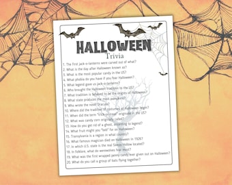 Halloween Trivia Game, Teen Halloween Party Game, Printable Spooky Ice Breaker, Girls Night Fun, Work Party Games, Holiday Trivia