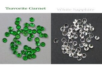 4.09 Cts_round Brilliant-2 Mm-natural Tsavorite Garnet & Natural White Sapphire