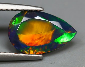 1.06 Cts_awesome !! 100 % Natural Multi-color 3d Flash Solid Black Opal