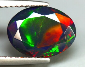 1.44 Cts_extreme Top Fire_100 % Natural Rainbow 3d Flash Welo Solid Black Opal