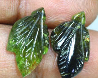 10.72 Cts_matching Pair_100 % Natural Unheated Green Tourmaline Carving