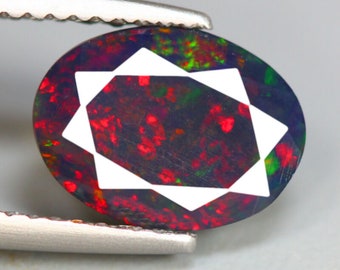 1.24 Cts_eye-catching Muti-color Pattern 100%  Natural Welo Black Opal Gemstone