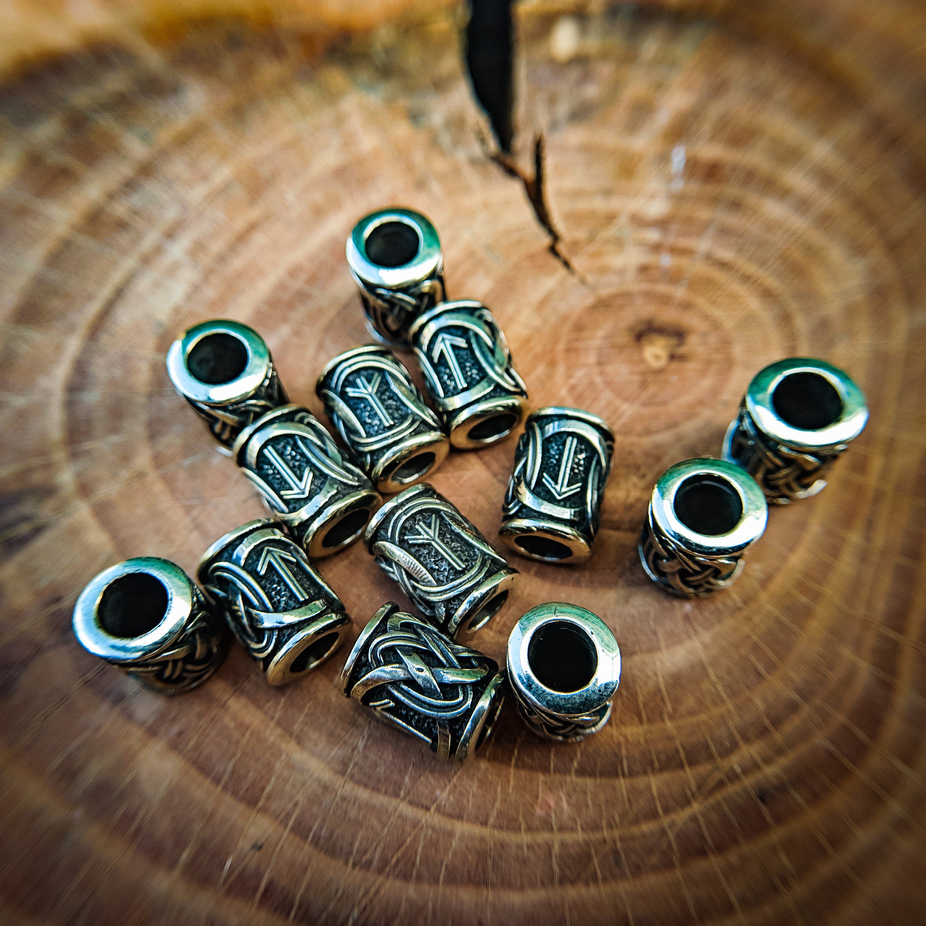 Viking Beard Beads Celtic Knot Hair Rings Runic Beard Beads Etsy