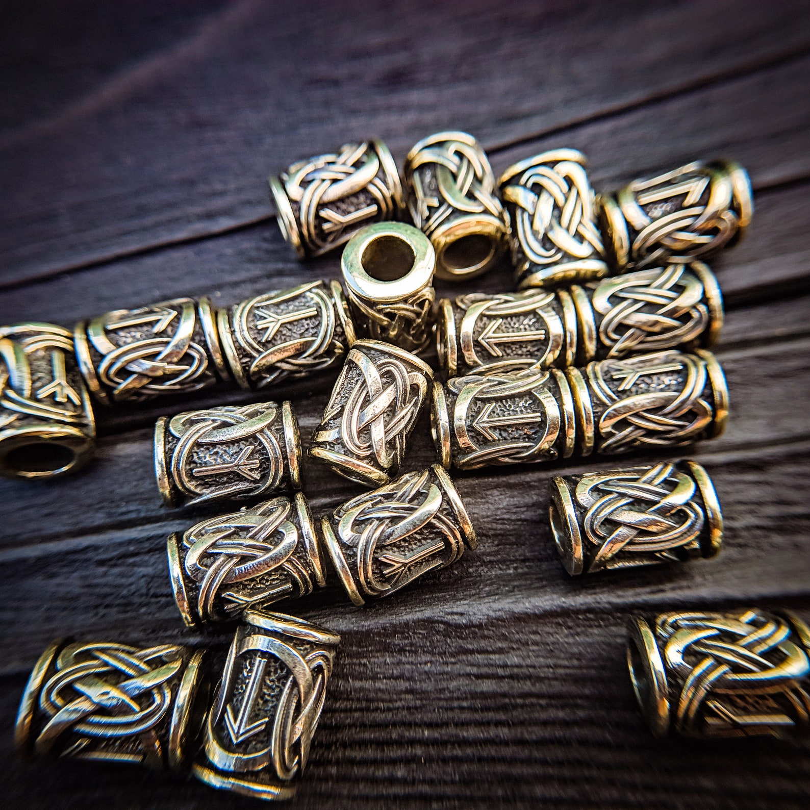 Viking Beard Beads Celtic Knot Hair Rings Runic Beard Beads Etsy