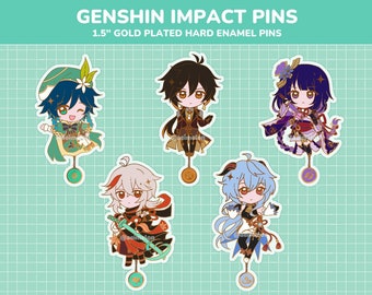 Genshin Impact Elemental Burst || 1.5" Enamel Pins: Venti, Zhongli, Raiden, Kazuha, Ganyu