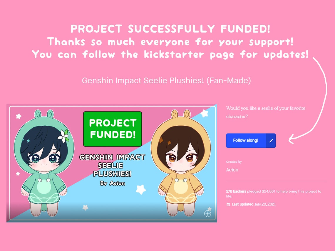 Preorder Genshin Impact Seelie Plushies From Kickstarter Etsy