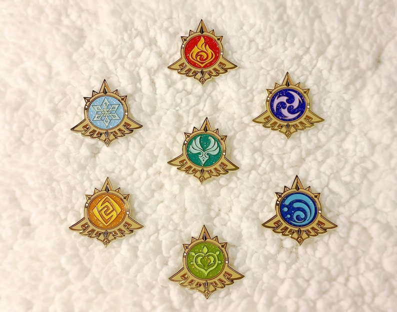 Genshin Impact Element Vision Trinket 1.5 Enamel Pins | Etsy