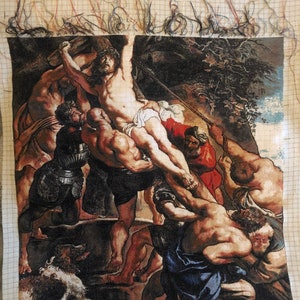 Gobelin needlepoint or petite point The Elevation of the Cross by Peter Paul Rubens framed with glass complete and ready for you image 9