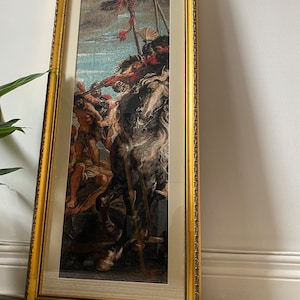 Gobelin needlepoint or petite point The Elevation of the Cross by Peter Paul Rubens framed with glass complete and ready for you image 4