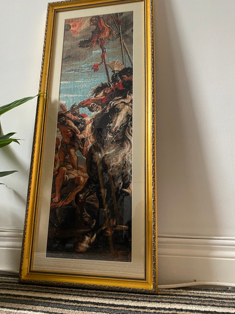 Gobelin needlepoint or petite point The Elevation of the Cross by Peter Paul Rubens framed with glass complete and ready for you image 4