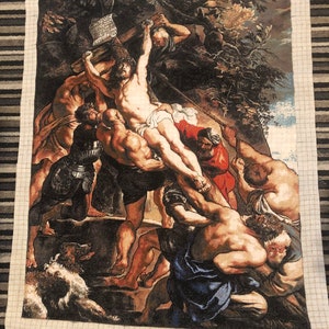 Gobelin needlepoint or petite point The Elevation of the Cross by Peter Paul Rubens framed with glass complete and ready for you image 7