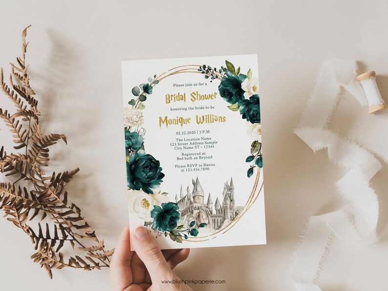 Emerald Green Bridal Shower Invitation Wizard Bridal Invites Etsy