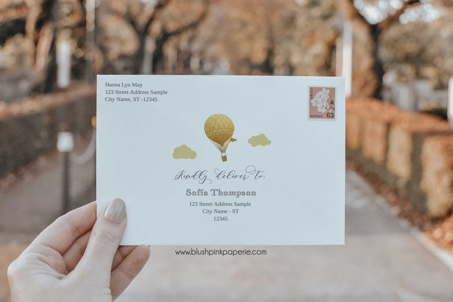 Hot Air Balloon Envelope Addressing Template Editable Etsy