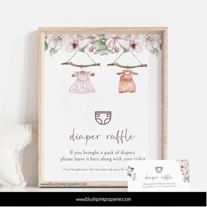 Boho Baby Clothes Diaper Raffle Sign and ticket | Baby Shower Signs | Baby Girl Clothes Shower | Hanging Clothes | Garden Baby Shower | BOBY
