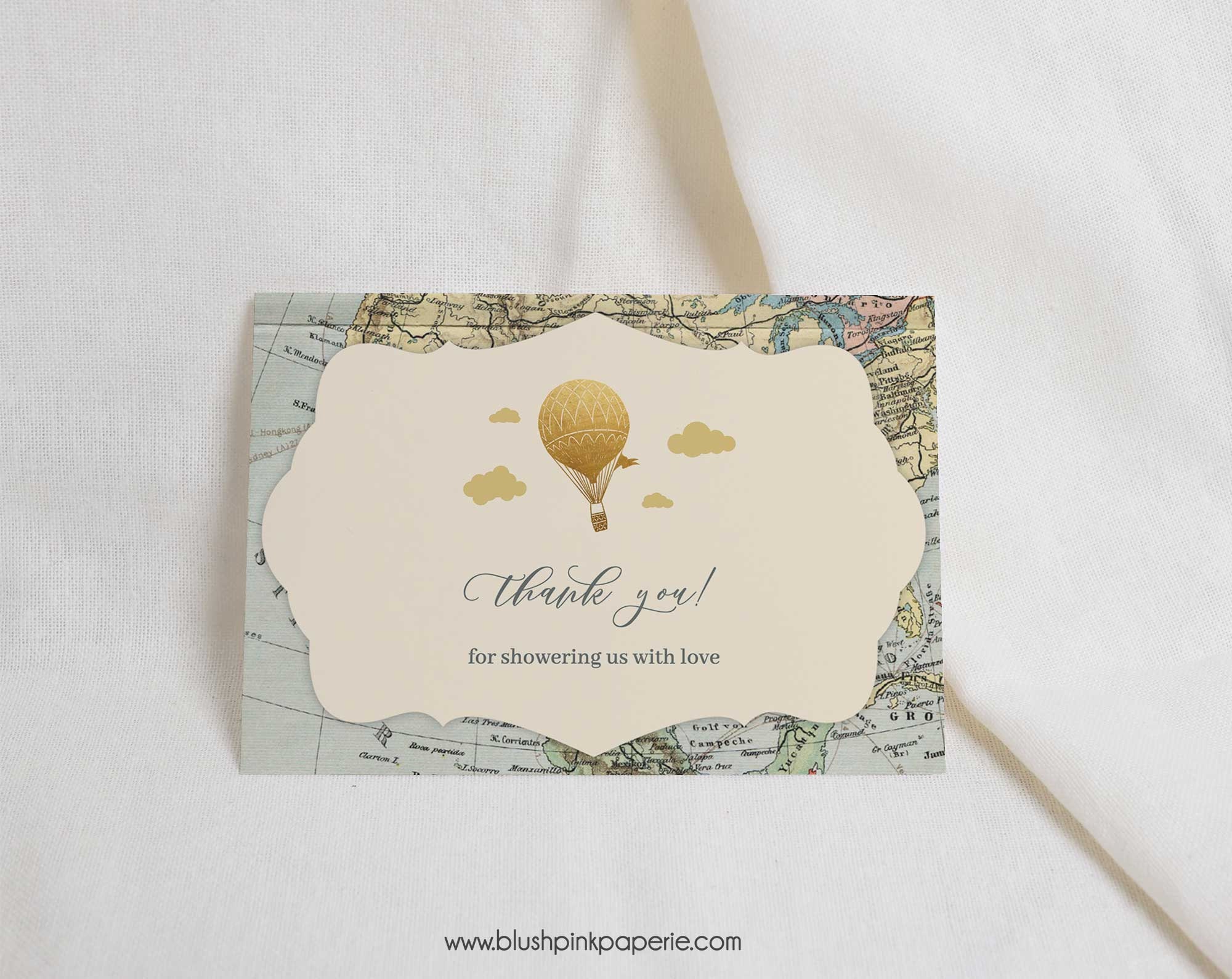 Editable Thank You Card Folded Thank You Note Travel Baby Etsy