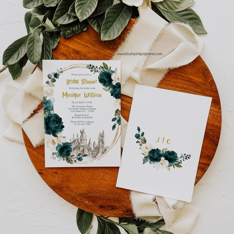 Emerald Green Bridal Shower Invitation Wizard Bridal Invites Etsy