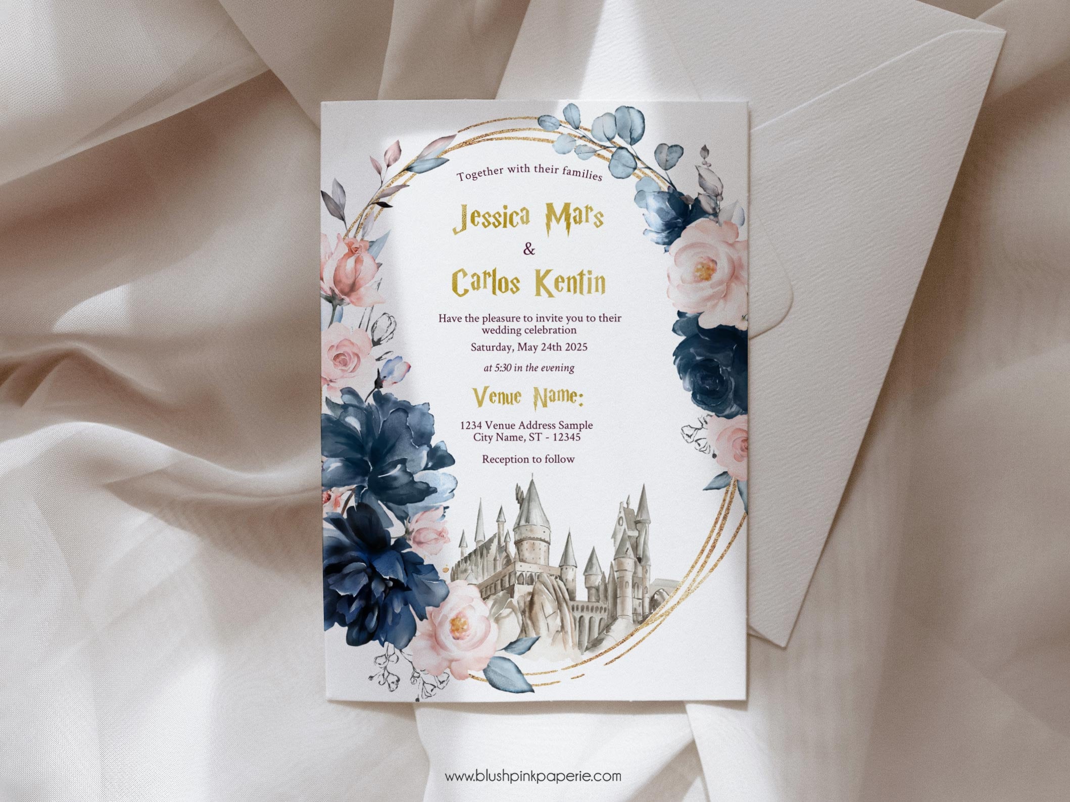 Pink and Blue Wizard Wedding Invitation | Wizard Invites | Wedding  Invitation Templates | Blue Wizard Theme Printable Invitations BPHP - Etsy, image size:2118x1588