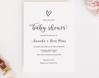 Minimalist Baby Shower invitation | Calligraphy Invitation | Gender Neutral baby shower | Gender Review invitation | BBCL