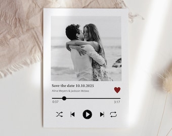 Editable Photo Save the Date Template | Music Save the Date | Minimalistic Save the Date | Printable Template | Corjl Template