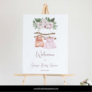 Boho Baby Clothes Welcome Sign | Baby Shower Large Signs | Baby Girl Clothes Shower | Hanging Clothes | Garden Baby Shower | BOBY