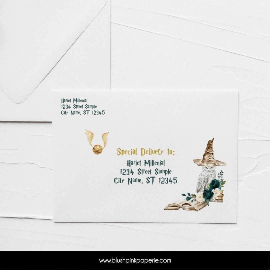 Emerald Green Envelope Addressing Template Wizard Theme Etsy