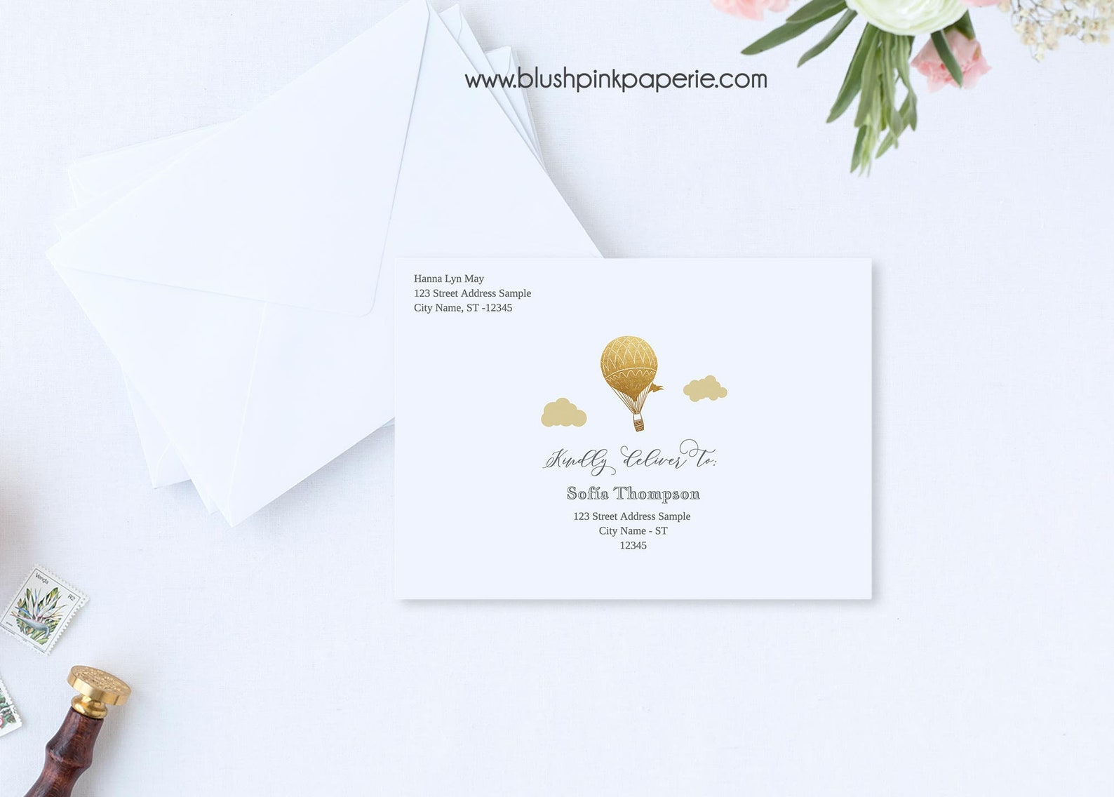 Hot Air Balloon Envelope Addressing Template Editable Etsy