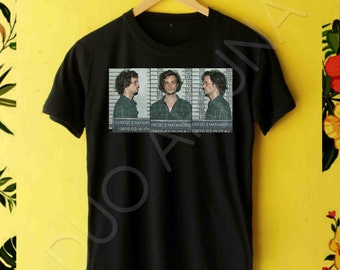 Spencer Reid - Spencer Reid Mugshot biały czarny szary t-shirt - Criminal Minds TV Series T-shirt vintage - Criminal Minds