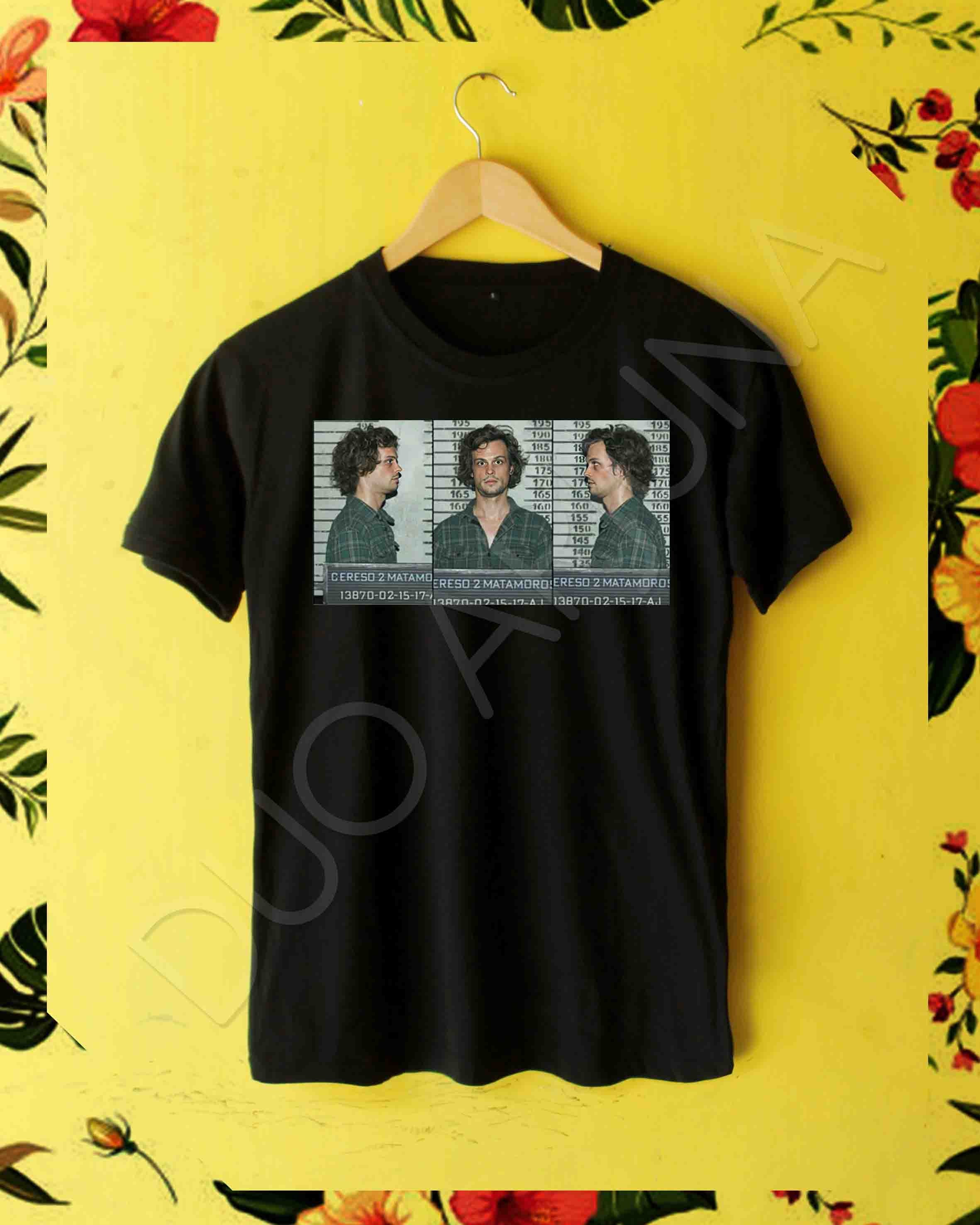 Spencer Reid Spencer Reid Mugshot White Black Gray T Shirt Etsy