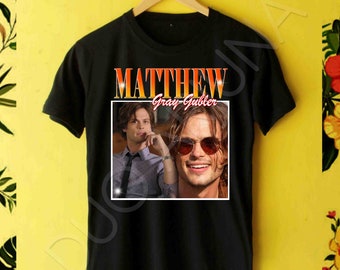 Matthew Gray Gubler T Shirt - Retro Criminal MInds T Shirt Spencer Reid t-shirt S-2XL Black White Gray