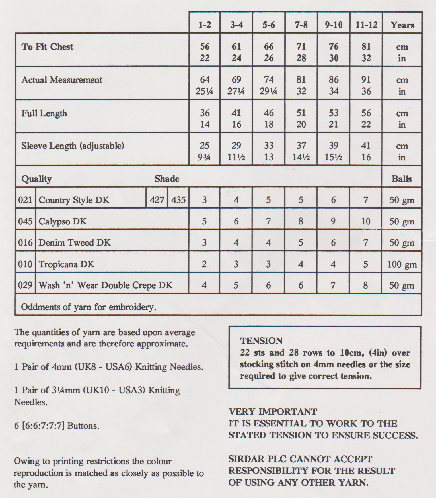 Children's Knitting Pattern, PDF Vintage Knitting Pattern, Age 112 Years, Double Knit, Instant Children's Knitting Pattern, PDF Vintage Knitting Pattern, Age 112 Years, Double Knit, Instant
