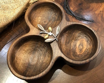 Dip Bowl, Walnut Wood hand carved snack bowl,Wood Anniversary Gift,5th Anniversary Gift