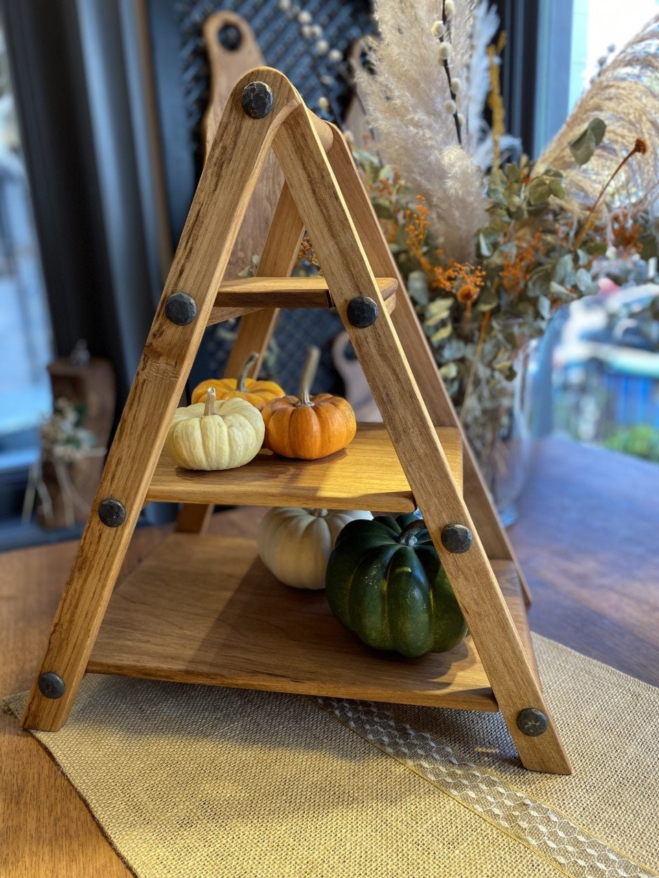 3 Tiered Serving Tray, ServingLadder, Cup Cake Tower, Table Top  Tiered Tray Shelf, Cup Cake Display,Charcuterie Boards, Solid Walnut Wood