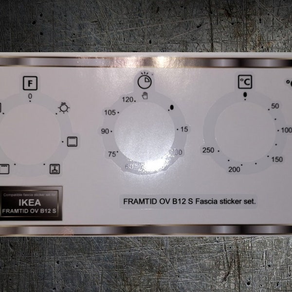 IKEA, Whirlpool FRAMTID OV B12 S compatible panel fascia sticker set.