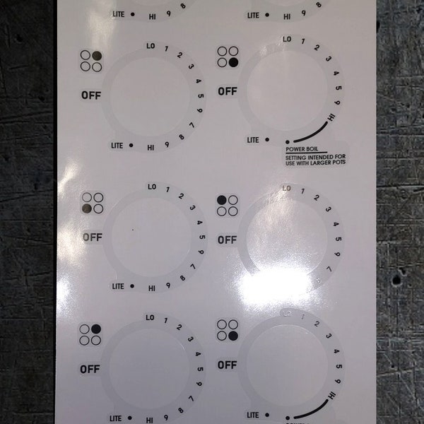 GE Haushaltsgeräte JG333SET1SS Kochfeld-kompatible Markierungsaufkleber.