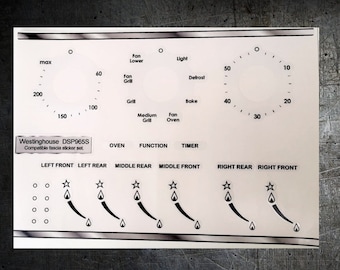 Westinghouse DSP965S compatible panel fascia sticker set