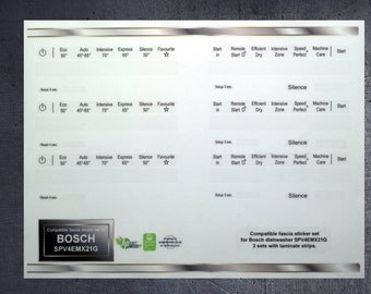 Bosch SPV4EMX21G Dishwasher compatible fascia sticker set x3